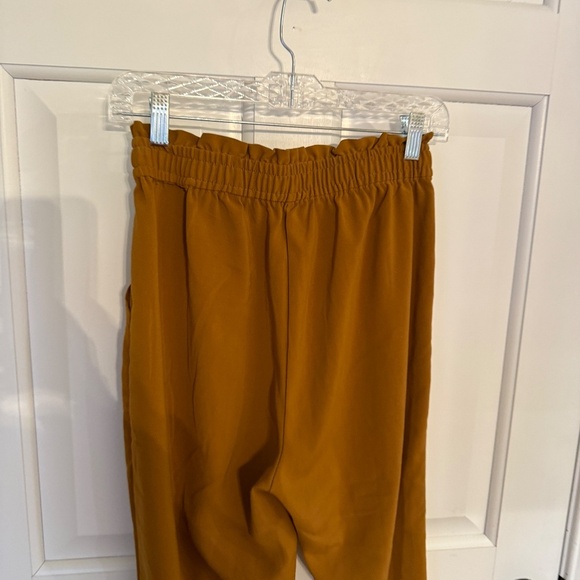 ZARA High Waisted Paper Bag Straight Leg Trouser Pants Mustard Yellow 31891 - Picture 5 of 15